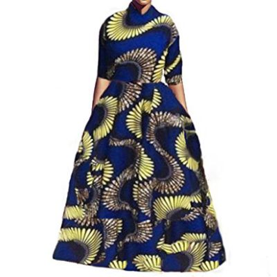 VIGVOG Women's Ethnic African Print Maxi A-line Party Dress Skirt Set