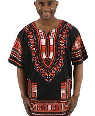 Traditional Thailand Style Dashiki - Available in Several Color Combinations (Black with Red) OS